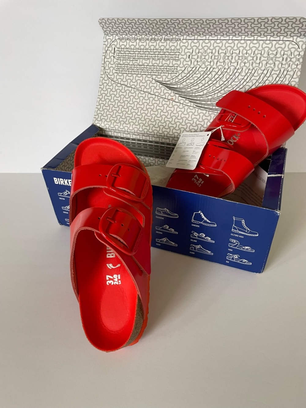 Birkenstock Arizona Big Buckle Patent Sandals Red EU 37 US 6 - Picture 5 of 6